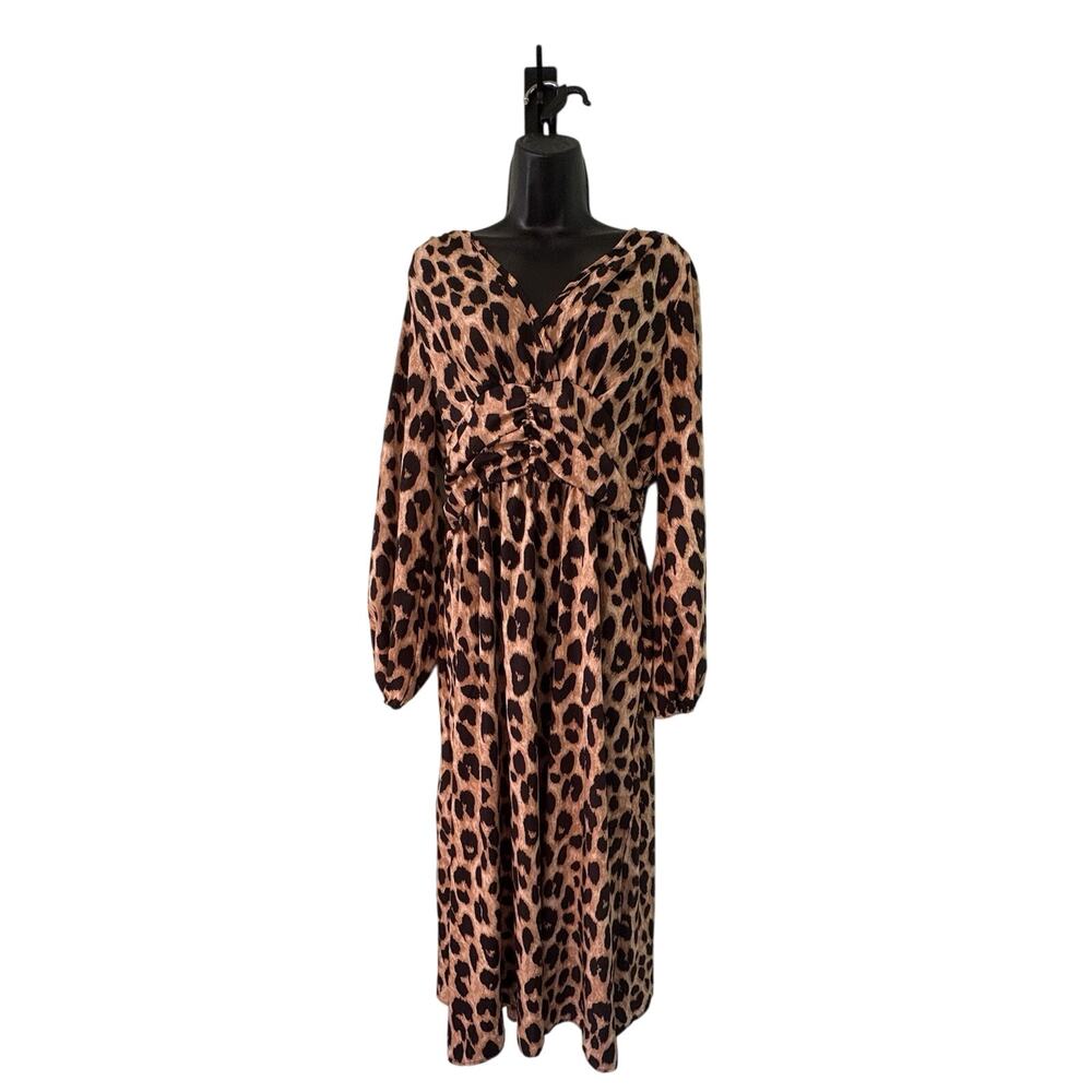 SHEIN Women’s Size 12 Leopard Print Maxi Dress Long Sleeve